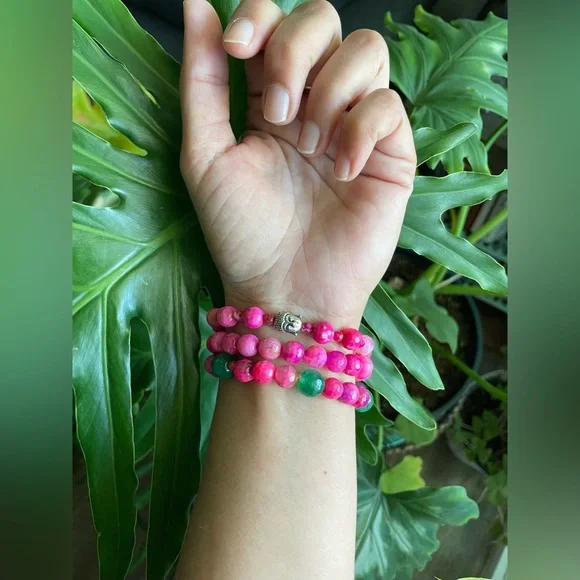 Green Aventurine & Agate Bracelet set - Picture 2 of 6